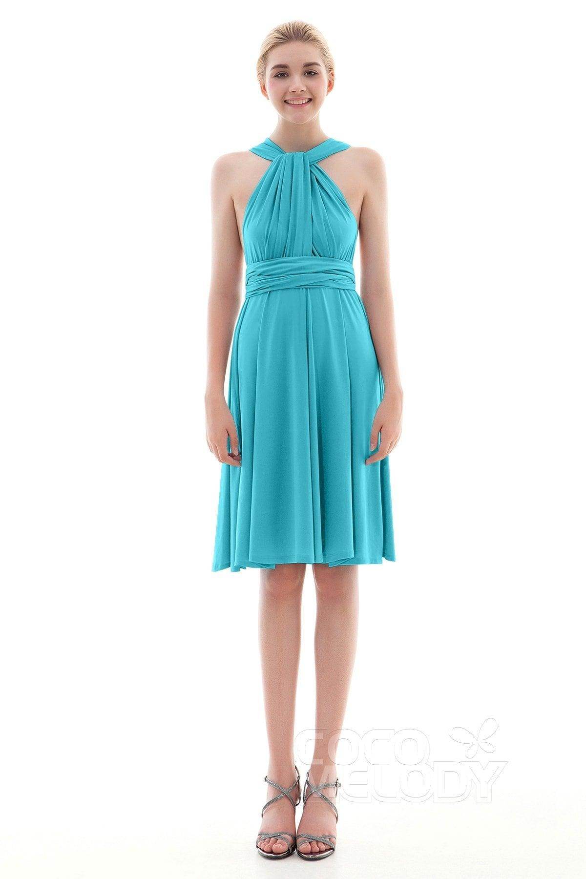 Sheath Knee Length Knitted Fabric Bridesmaid Dress COEK16002 - COCOMELODY